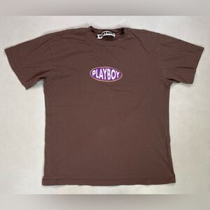 Playboy By Pacsun Graphic T-shirt Women Small Brown Short Sleeve